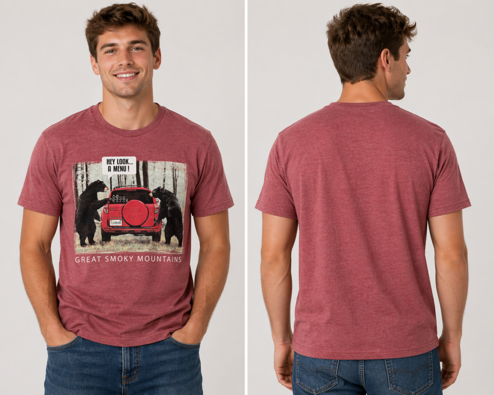 The Duck Company Shirt Mens Large Red Great Smoky Mountains Bears Graphic Tee